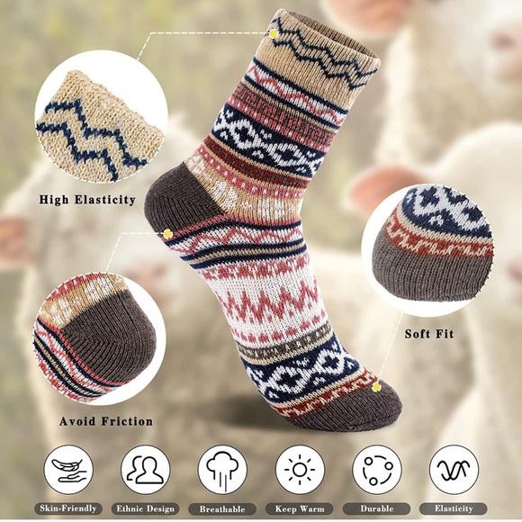 5 Pair Wool Socks NWT - Picture 3 of 8